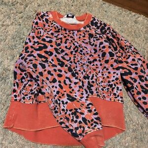 JoyLab Orange and Pink Leopard Print Active Top